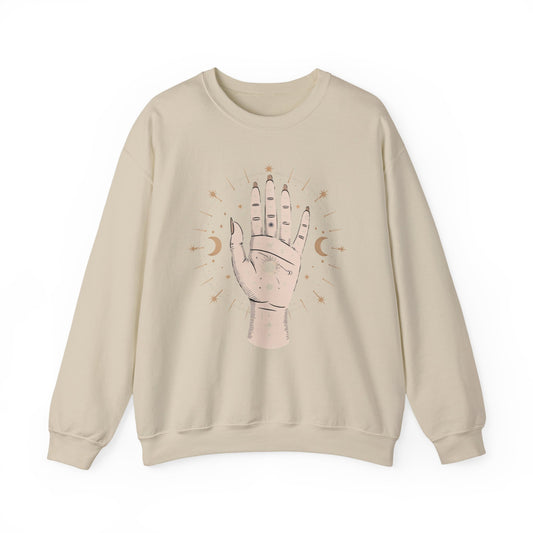 Mystic Palmistry Sweatshirt — Hand with All-Seeing Eye Crewneck