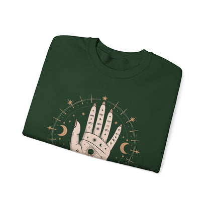 Mystic Palmistry Sweatshirt — Hand with All-Seeing Eye Crewneck
