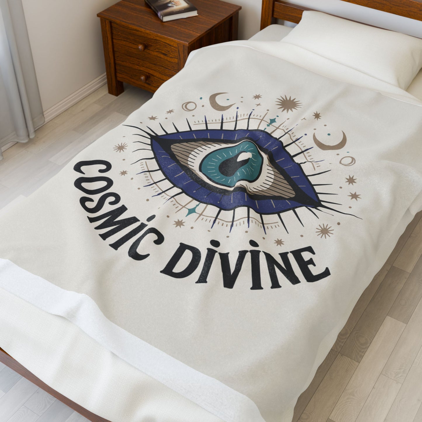 Cosmic Divine Velveteen Plush Blanket — Mystical Eye Throw for Astrology & Spiritual Gifts