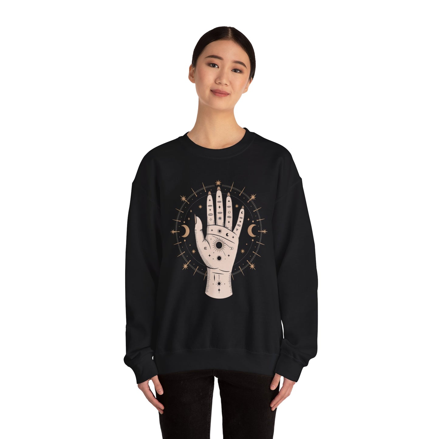 Mystic Palmistry Sweatshirt — Hand with All-Seeing Eye Crewneck