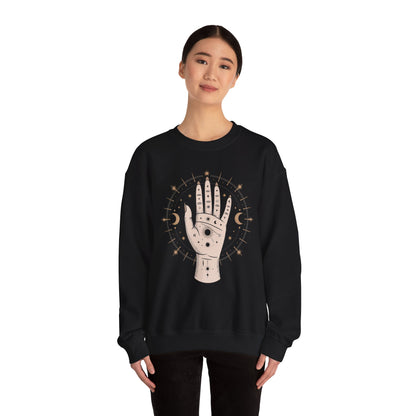 Mystic Palmistry Sweatshirt — Hand with All-Seeing Eye Crewneck