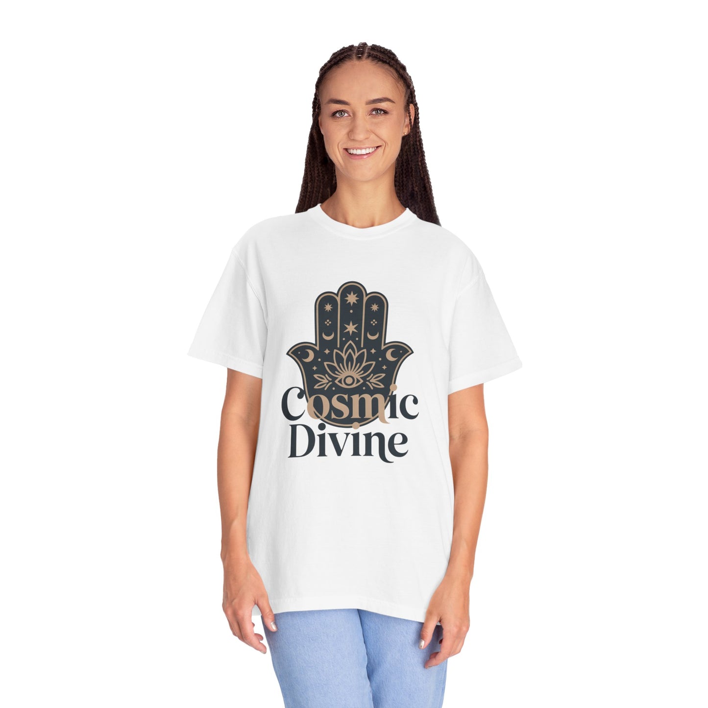 Cosmic Divine T-Shirt — Hamsa Hand Spiritual Graphic Tee