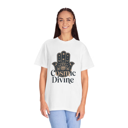 Cosmic Divine T-Shirt — Hamsa Hand Spiritual Graphic Tee
