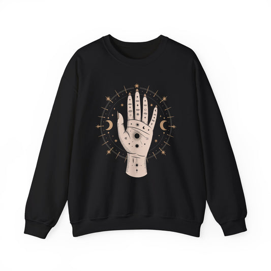 Mystic Palmistry Sweatshirt — Hand with All-Seeing Eye Crewneck