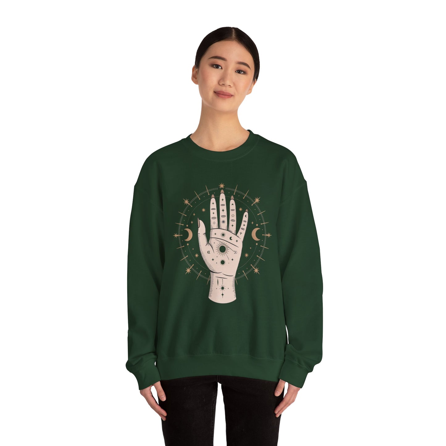 Mystic Palmistry Sweatshirt — Hand with All-Seeing Eye Crewneck