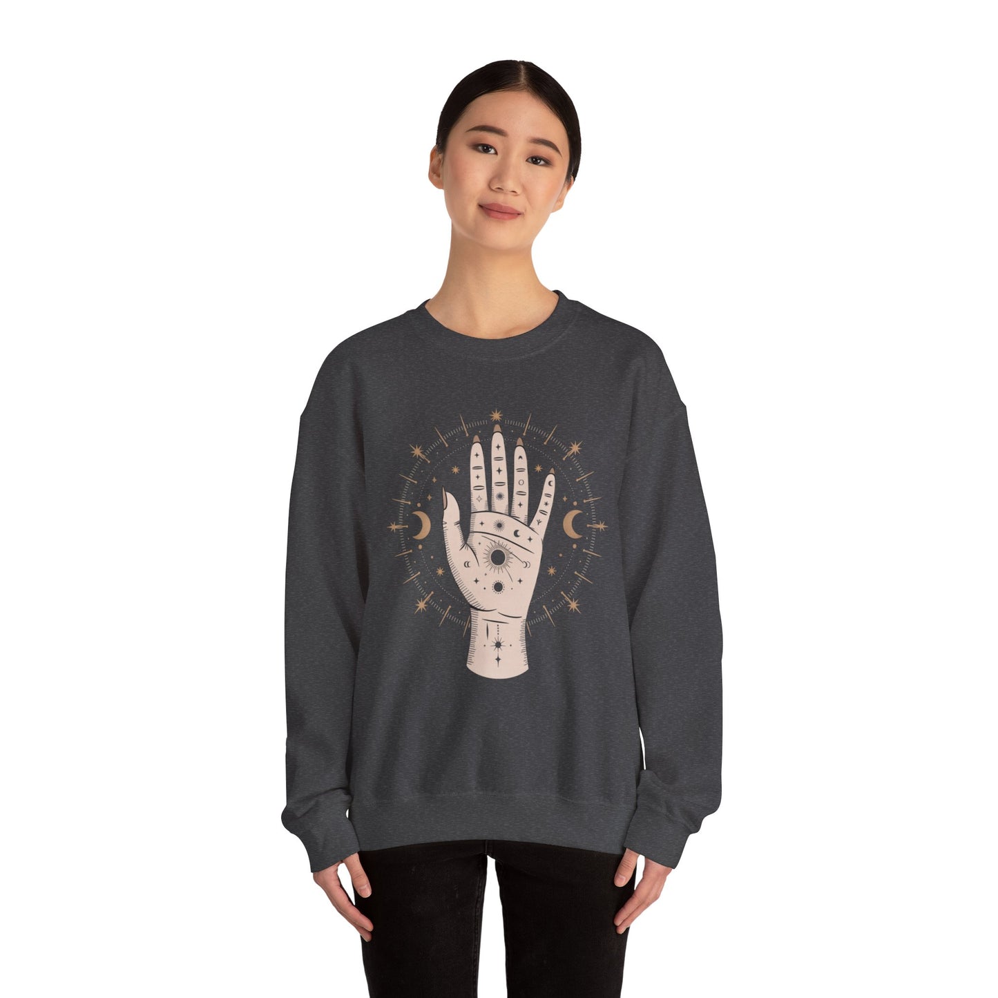 Mystic Palmistry Sweatshirt — Hand with All-Seeing Eye Crewneck