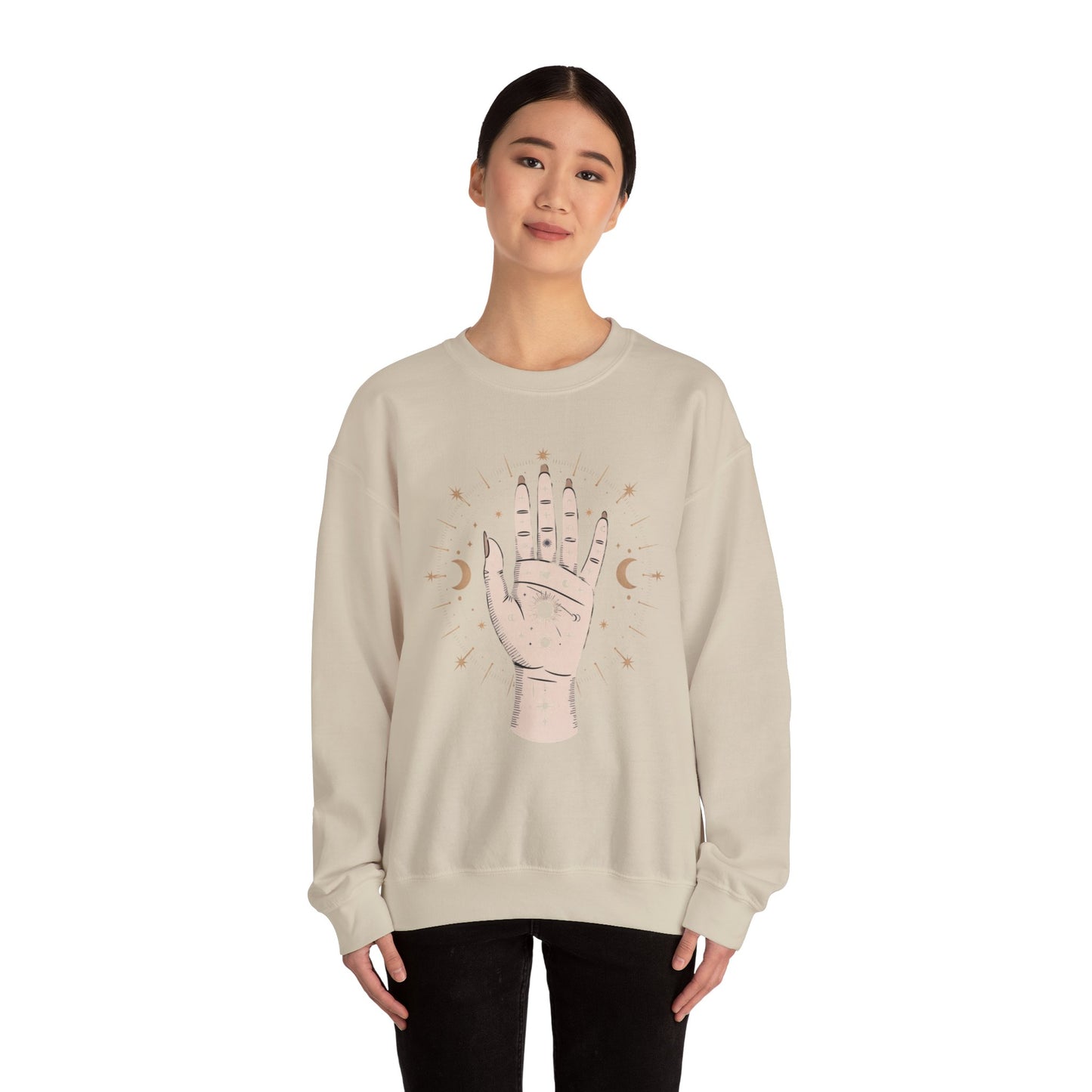 Mystic Palmistry Sweatshirt — Hand with All-Seeing Eye Crewneck
