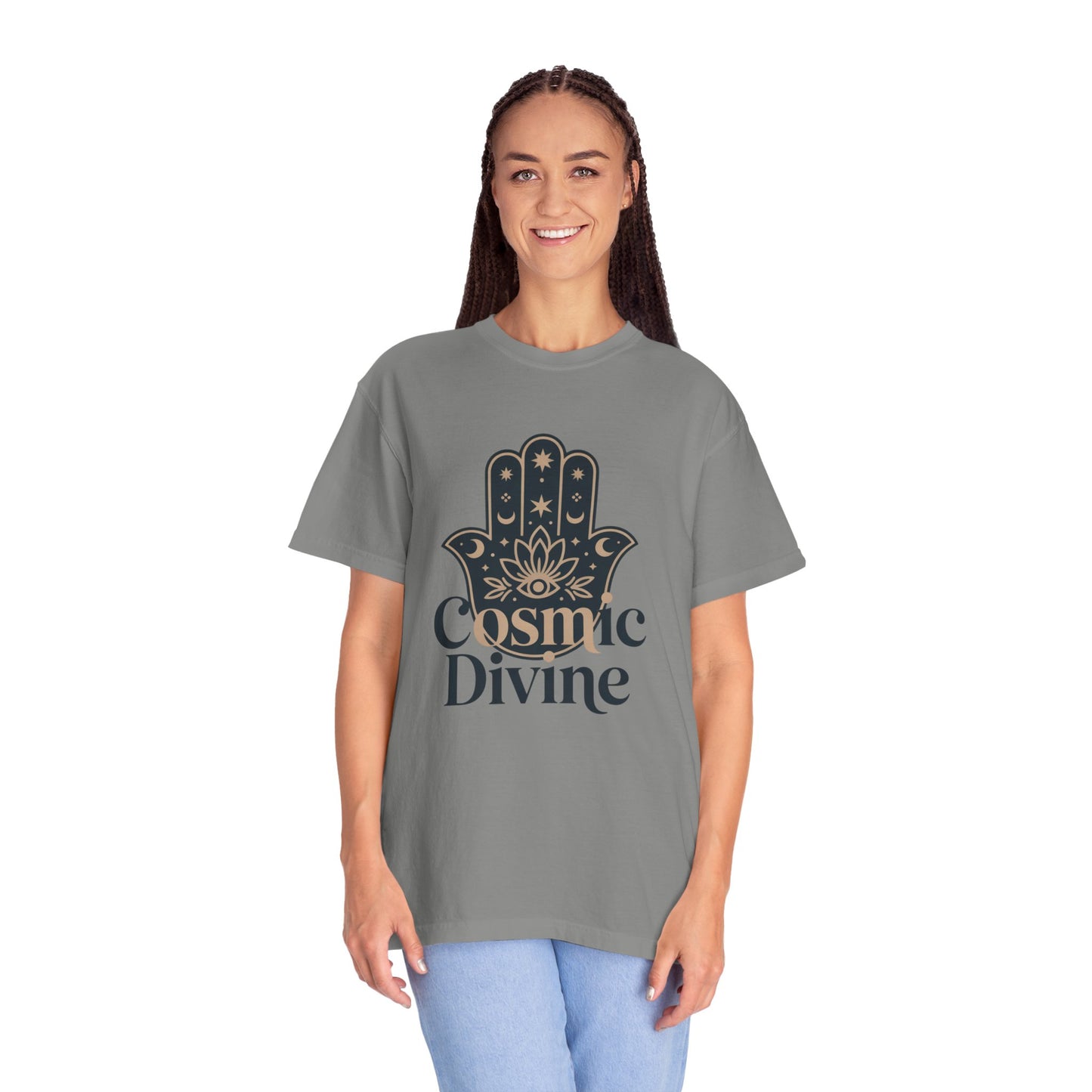 Cosmic Divine T-Shirt — Hamsa Hand Spiritual Graphic Tee