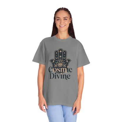 Cosmic Divine T-Shirt — Hamsa Hand Spiritual Graphic Tee