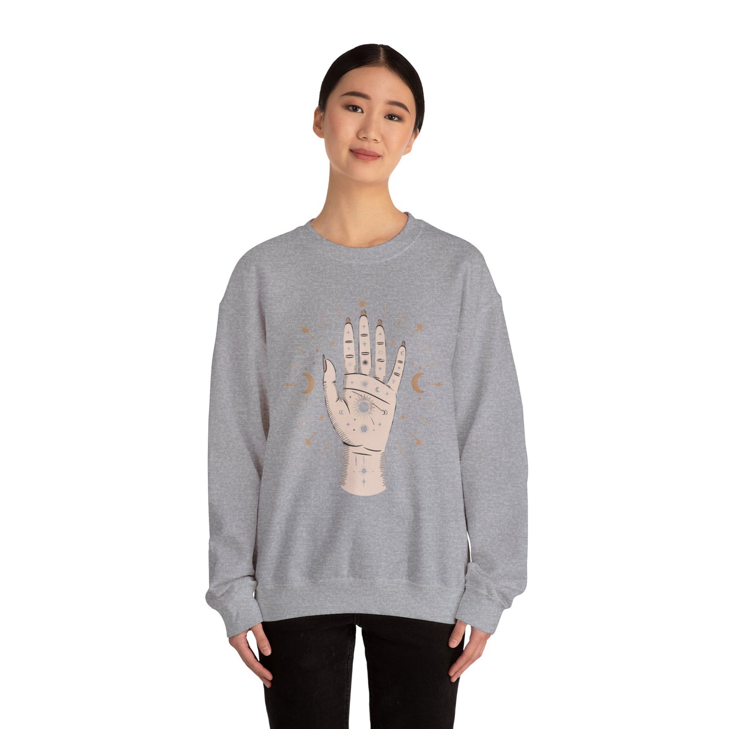 Mystic Palmistry Sweatshirt — Hand with All-Seeing Eye Crewneck
