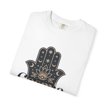 Cosmic Divine T-Shirt — Hamsa Hand Spiritual Graphic Tee