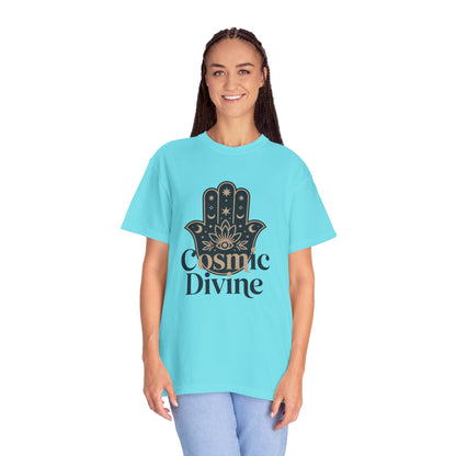 Cosmic Divine T-Shirt — Hamsa Hand Spiritual Graphic Tee