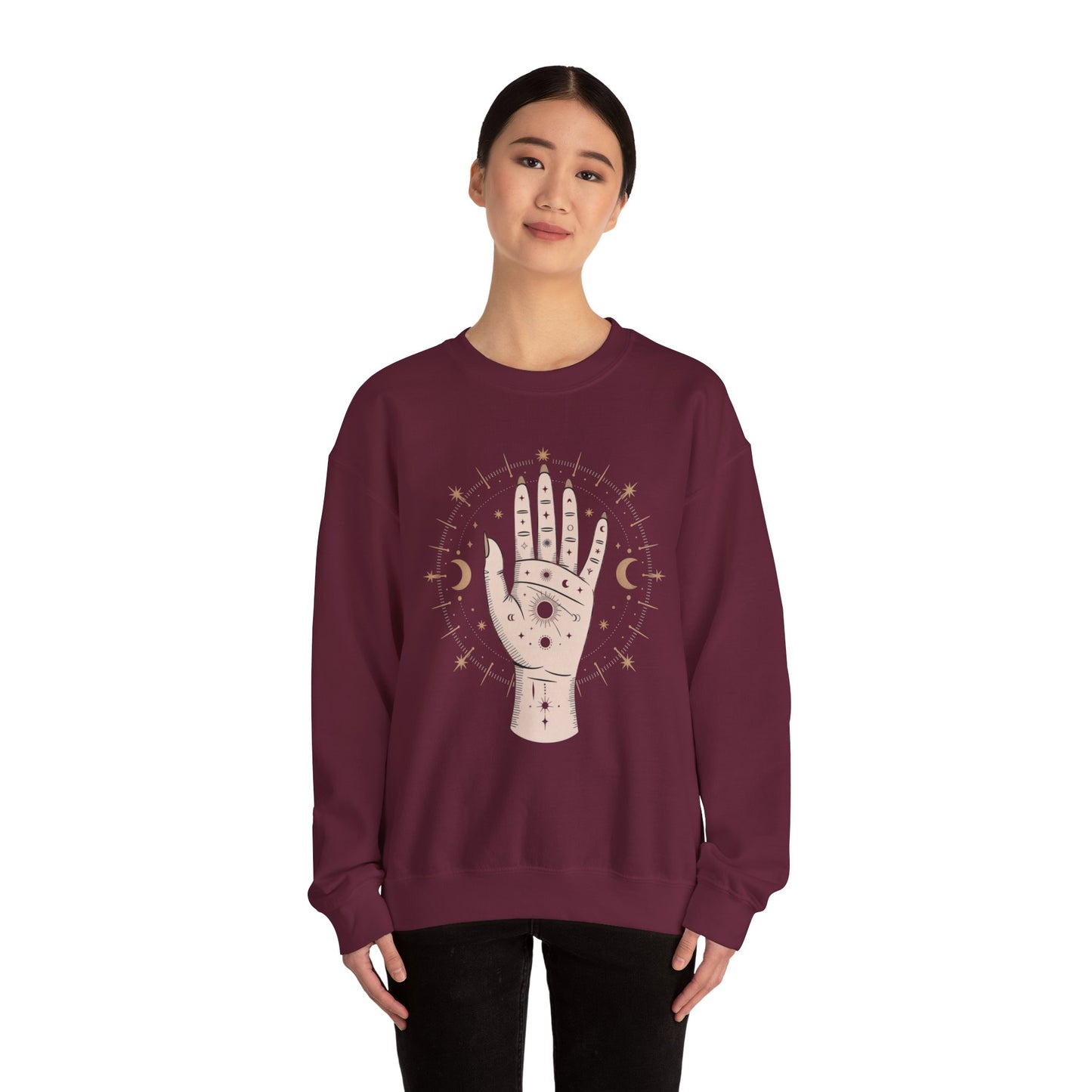 Mystic Palmistry Sweatshirt — Hand with All-Seeing Eye Crewneck