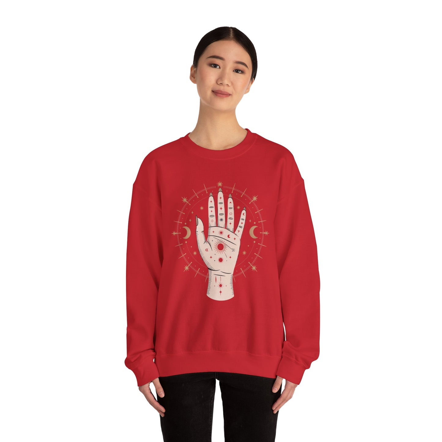 Mystic Palmistry Sweatshirt — Hand with All-Seeing Eye Crewneck