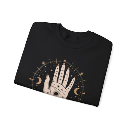 Mystic Palmistry Sweatshirt — Hand with All-Seeing Eye Crewneck