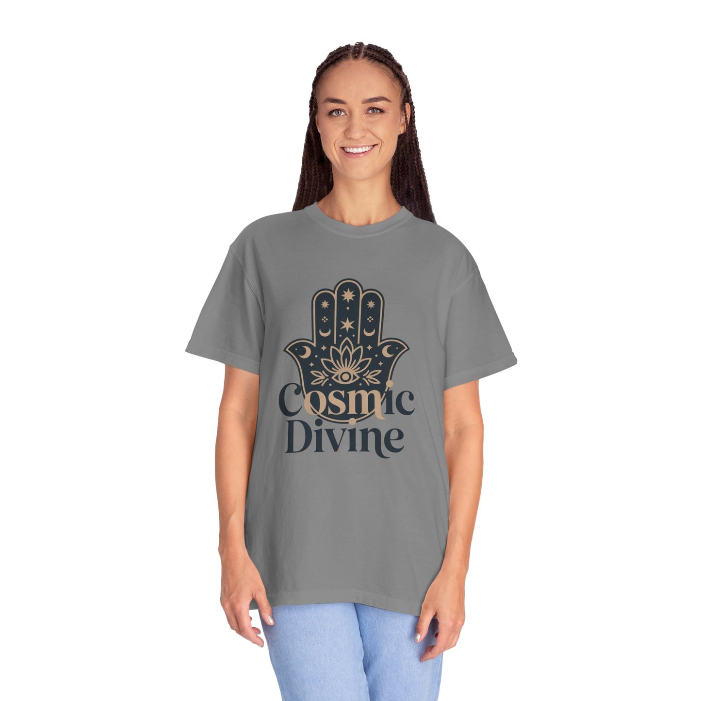 Cosmic Divine T-Shirt — Hamsa Hand Spiritual Graphic Tee