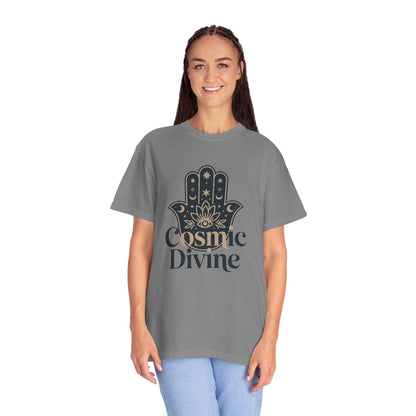 Cosmic Divine T-Shirt — Hamsa Hand Spiritual Graphic Tee