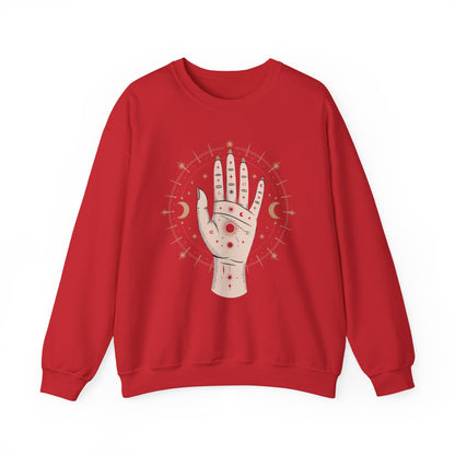 Mystic Palmistry Sweatshirt — Hand with All-Seeing Eye Crewneck