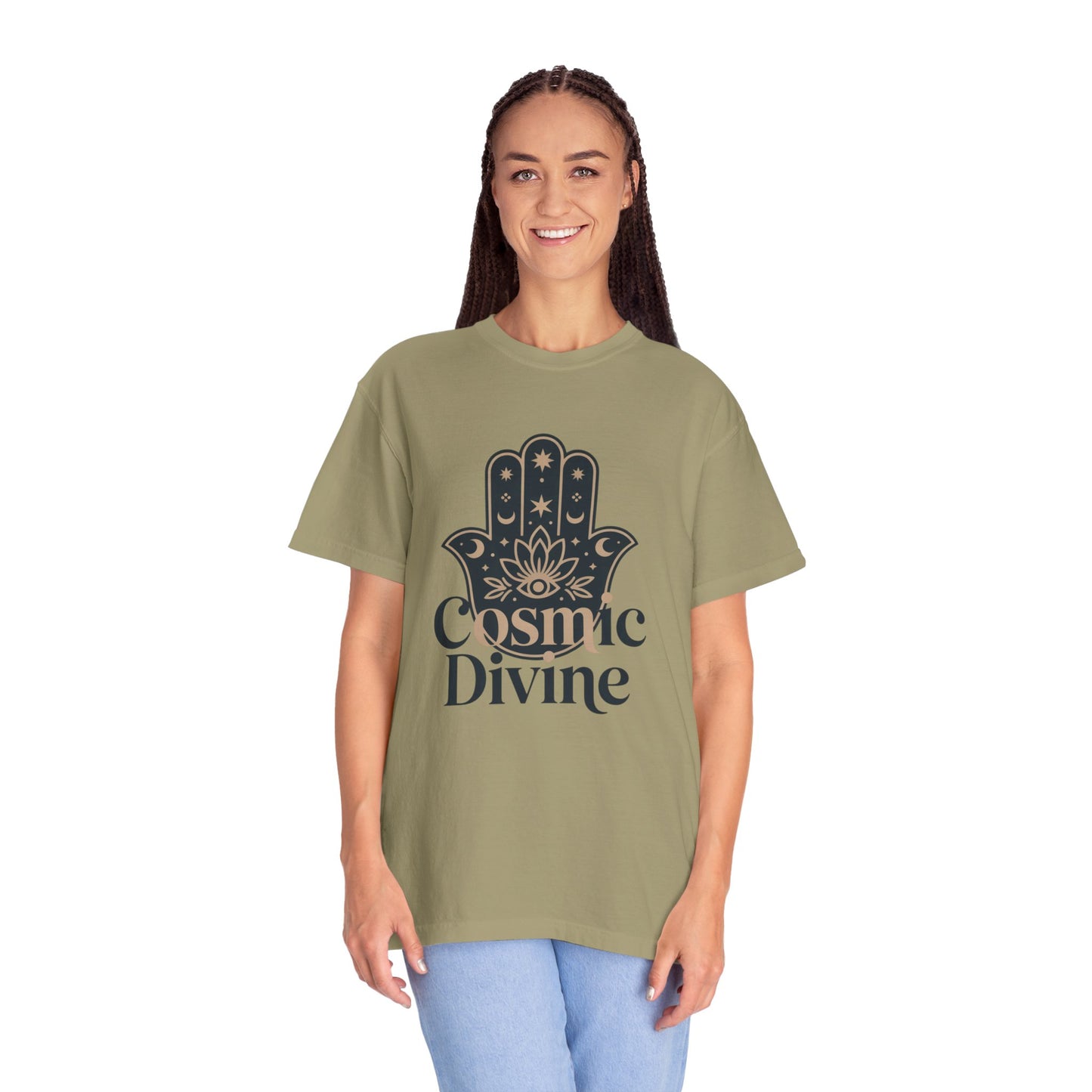 Cosmic Divine T-Shirt — Hamsa Hand Spiritual Graphic Tee