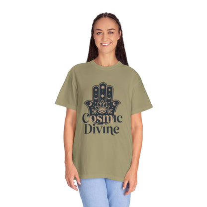 Cosmic Divine T-Shirt — Hamsa Hand Spiritual Graphic Tee