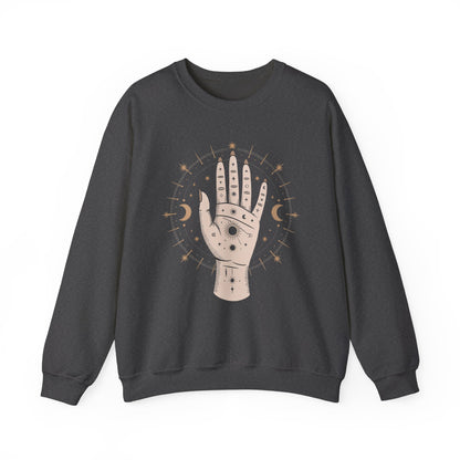 Mystic Palmistry Sweatshirt — Hand with All-Seeing Eye Crewneck